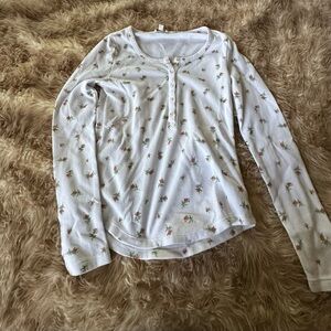 Lucky Brand Floral Long Sleeve Henley Top